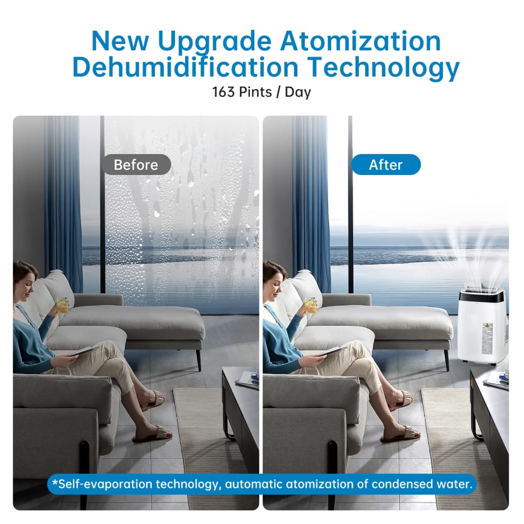 Phrost 10,000 BTUs Portable Air Conditioners Cool Up to 450 Sq.Ft, 3-in-1 Smart Cooling AC Unit with Dehumidifier, Fan, Cools, Portable AC Unit with Remote Control, LED Display, Window Kit