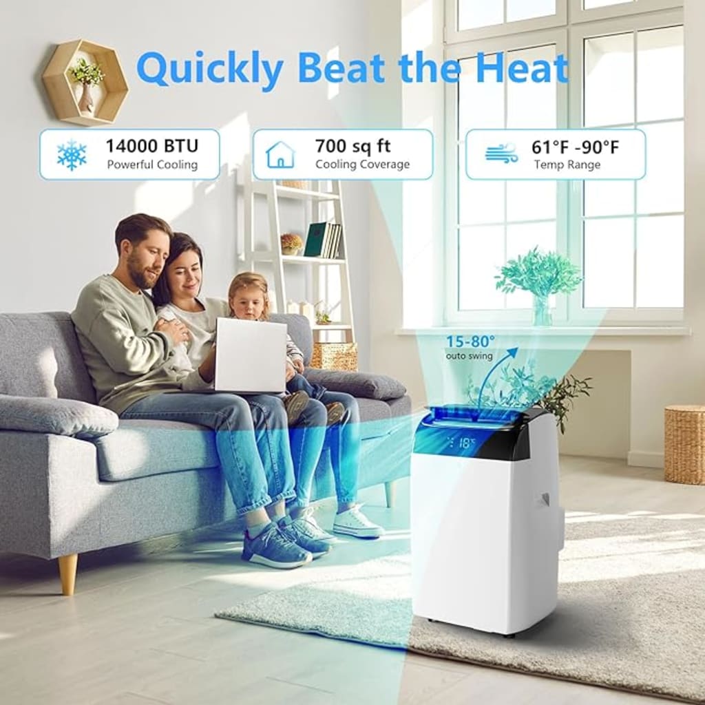 Phrost 10,000 BTUs Portable Air Conditioners Cool Up to 450 Sq.Ft, 3-in-1 Smart Cooling AC Unit with Dehumidifier, Fan, Cools, Portable AC Unit with Remote Control, LED Display, Window Kit