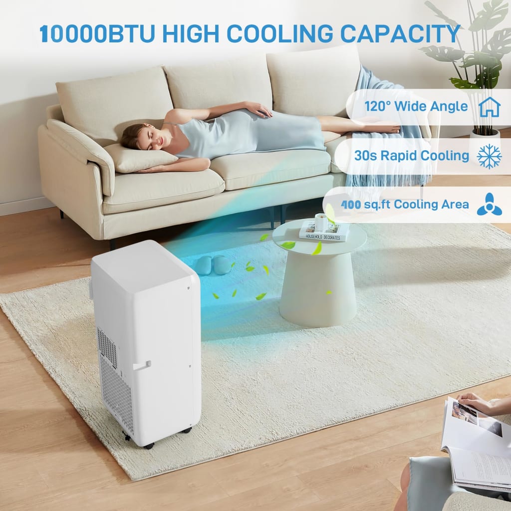 Phrost 10,000 BTUs Portable Air Conditioners Cool Up to 450 Sq.Ft, 3-in-1 Smart Cooling AC Unit with Dehumidifier, Fan, Cools, Portable AC Unit with Remote Control, LED Display, Window Kit