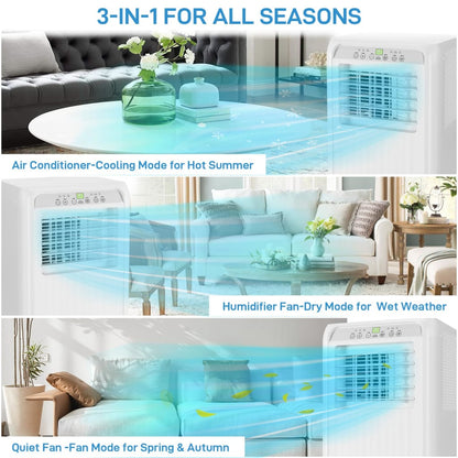 Phrost 10,000 BTUs Portable Air Conditioners Cool Up to 450 Sq.Ft, 3-in-1 Smart Cooling AC Unit with Dehumidifier, Fan, Cools, Portable AC Unit with Remote Control, LED Display, Window Kit